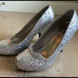 Silver Glitter Heels